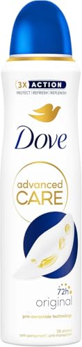 Dove Deodorante Spray Advanced Care Original, con Formula Idratante e Delicata sulla Pelle, Senza Alcol, Pelle Asciutta Fino a 72 Ore, Deodorante Uomo e Donna, 150ml