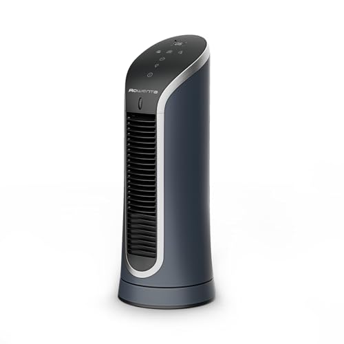 Rowenta Eole Compact, Mini Ventilatore a Torre Compatto e Silenzioso per Freschezza Intensa, 6 Velocit&agrave; e 2 Modalit&agrave; Automatiche, Schermo a LED e Timer, 60% di Risparmio Energetico, VU6220F0