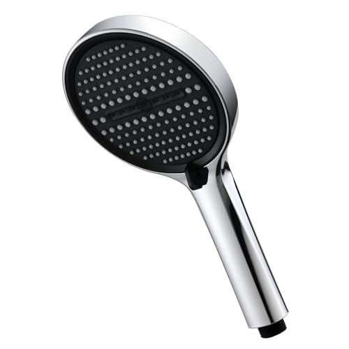 GRIFEMA Soffione Doccia Alta Pressione 130 mm &ndash; 4 Modalit&agrave; di Spruzzo, Ampia Copertura, Ugelli in Silicone Anticalcare, Cromato Lucido, Facile da Installare, Universale G806