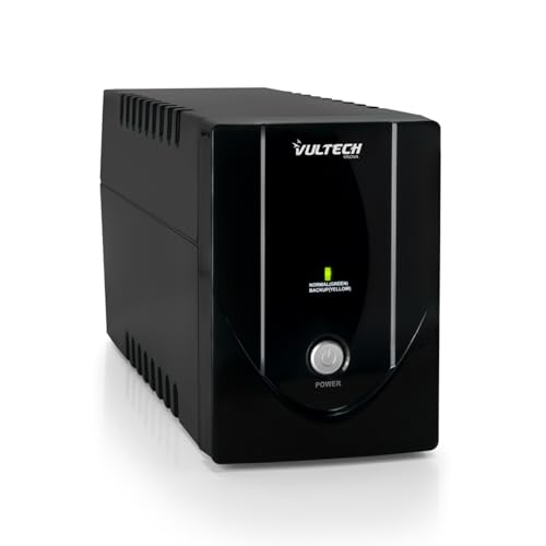 VulTech UPS650VA-LITE Gruppo di continuit&agrave; UPS Serie Lite 650VA 360Watt, 2x Bipasso 10-16A/Schuko + 1x IEC13, Funzione Overload, Protezione da Blackout, sbalzi di tensione per Pc, videosorveglianza