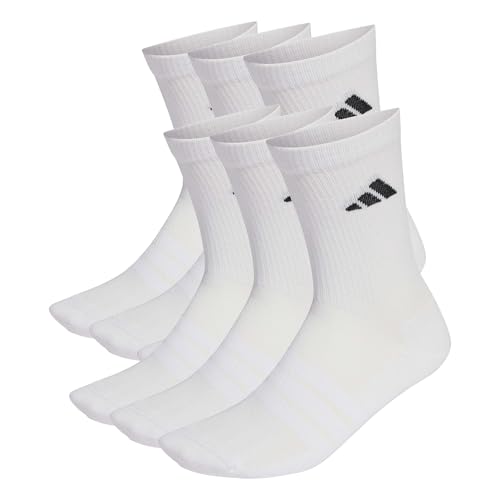 adidas Unisex - Adulto CUSHIONED CREW SOCKS 6 PAIR PACK, white/white/black, 42-45