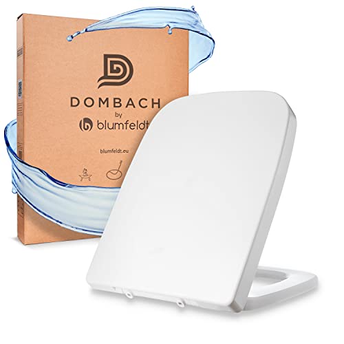 Dombach Lamera - Sedile WC con freno di caduta, originale premium sedile per WC antibatterico, a scatto, ammortizzante, rimovibile, ergonomico in Duroplast, forma rettangolare 45 x 36,8 x 5,5 cm,