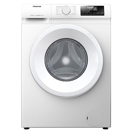 Hisense WFQP801419VM - Lavatrice a Carica Frontale 8 Kg, 1400 rpm, 15 Programmi, Vapore, Display LED, Programma Rapido, Partenza Ritardata, Child Lock, Bianco