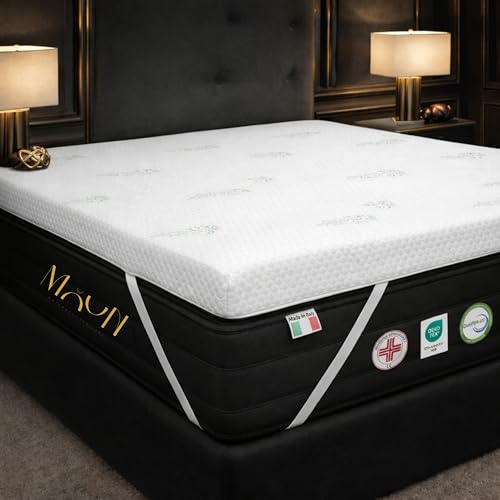 Topper Piazza e Mezza 120 x 190 cm SFODERABILE - In Memory Foam 5 cm Alta Densit&agrave; - Correttore Materasso Bugnato Traspirante con Rivestimento in Aloe Vera &ndash; Rinfrescante, Massaggiante, Ipoallergenico