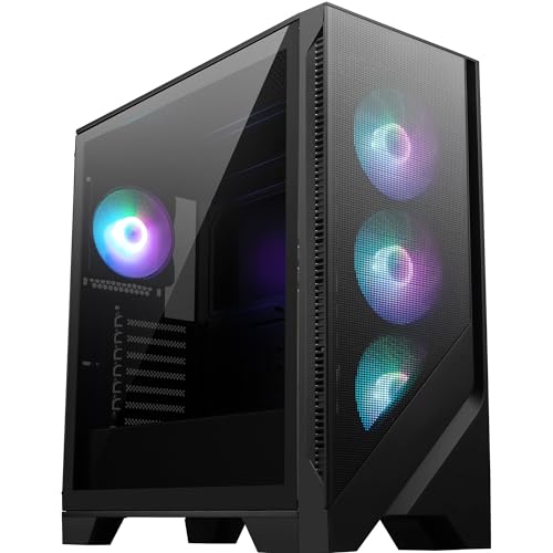 MSI MAG FORGE 321R AIRFLOW Case PC Mid-Tower - Capacità ATX, Supporto GPU RTX 40, Ventole ARGB, Filtri Antipolvere Magnetici, Vetro Temperato, Scheda di Controllo 4-ARGB-Fan, USB 3.2 Gen 2x2 Type-C