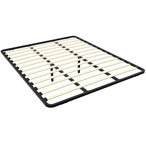 Dewinner Rete Letto Matrimoniale 160x190cm Rete Senza Piedi da Appoggio con due Barre in Ferro,Rete Matrimoniale 160x190 da Incasso e 2 piede regolabile per rinforzo in mezzo,Montaggio Rapido e Facile