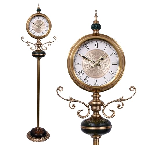 Orologio da terra vintage, orologio a pendolo in metallo, orologi da terra in cristallo a batteria, orologi a pendolo verticali, for mensole decorative for soggiorno, ufficio, casa(A)