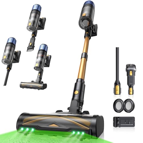 Proscenic P15 Aspirapolvere Senza Fili, 580W/70 Min/55Kpa Scopa Elettrica Senza Fili Potente, Asta Telescopica Regolabile e Design Autoportante, Tecnologia GreenEye, per Pavimenti/Tappeti