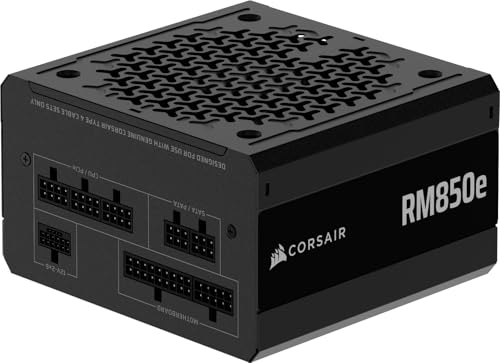 CORSAIR RM850e (2025) Alimentatore ATX completamente modulare a basso rumore con cavo 12V-2x6 - conforme a ATX 3.1 e PCIe 5.1, efficienza Cybenetics Gold, condensatori a 105°C - Nero