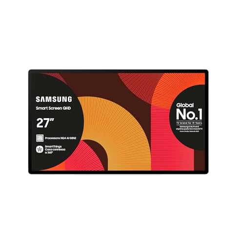 Samsung Smart Screen 27" UE27LSM7FAXXXE, NQ4 AI Gen2 Processor, QHD, OTS Lite e Adaptive Sound Pro, Detachable Moving Screen, edizione speciale PACCHETTO INTRATTENIMENTO, 2025