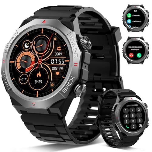 Smartwatch Uomo Donna con Effettua o Risposta Chiamate, 1.39" Militare Orologio Smartwatch, Sonno Cardiofrequenzimetro, 110+ Modalit&agrave; Sportive Fitness Tracker, IP68 Smart Watch per Android iOS(2026)
