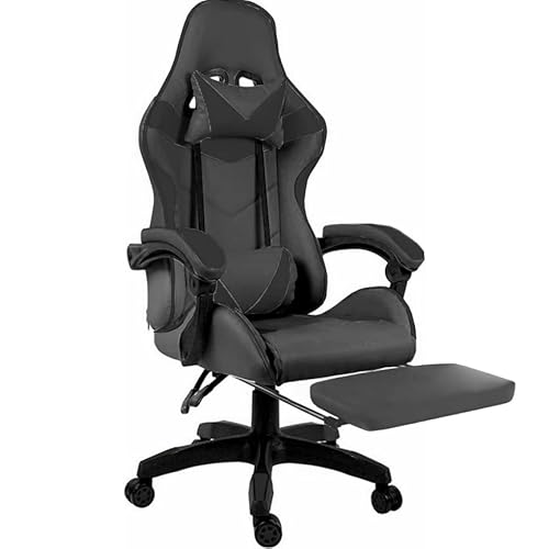 Arreditaly Sedia Gaming Con LED RGB e Telecomando Poltrona Ufficio Scrivania Casa PC Stile Racing Girevole Ergonomica In Ecopelle Cuscino Supporto Lombare Poggiapiedi Poggiatesta Braccioli (Nero)