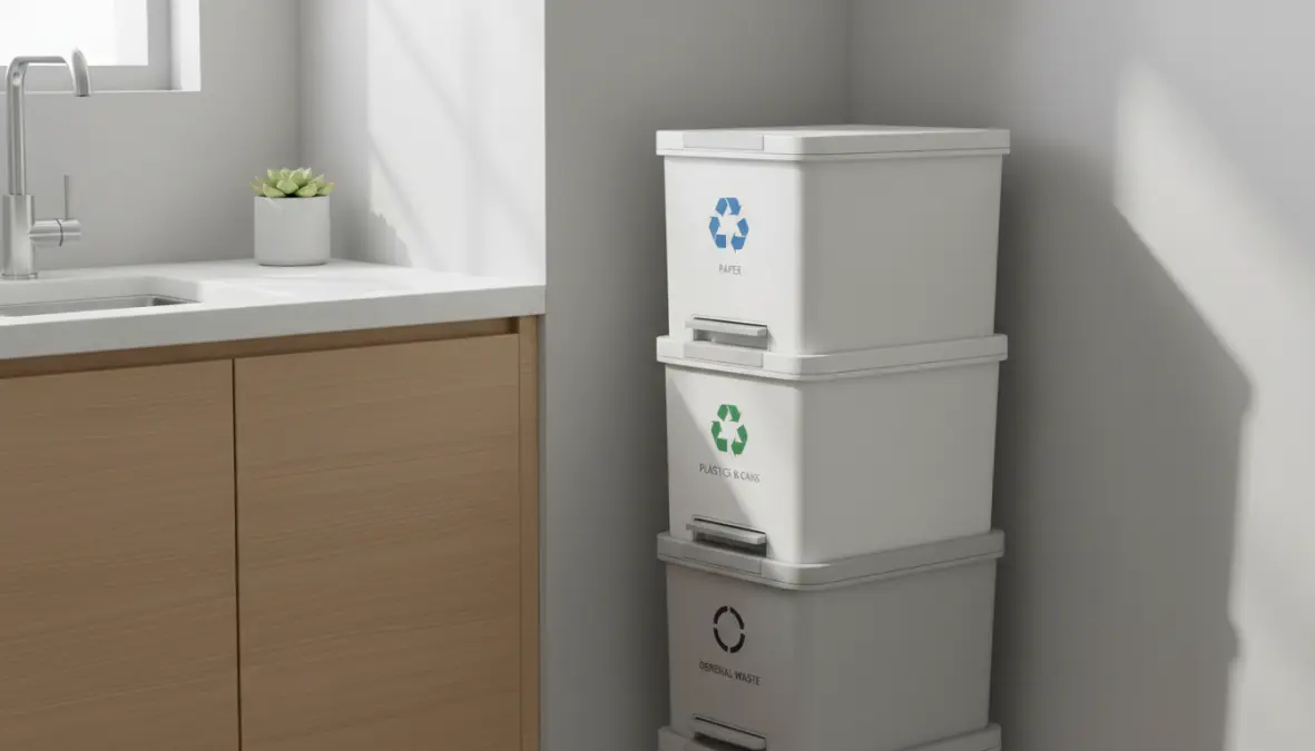 Cestini raccolta differenziata modulari salvaspazio per cucine piccole