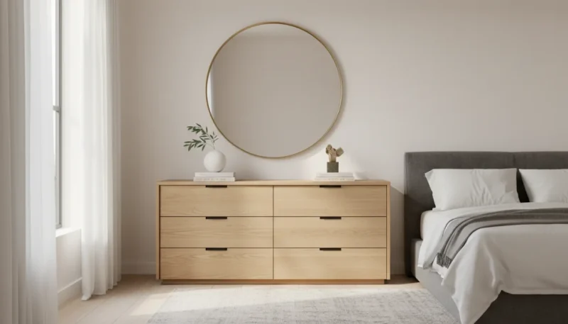 Cassettiera moderna in legno per camera da letto con design elegante