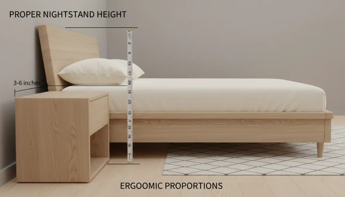Altezza corretta dei comodini rispetto al letto matrimoniale con dimensioni proporzionate