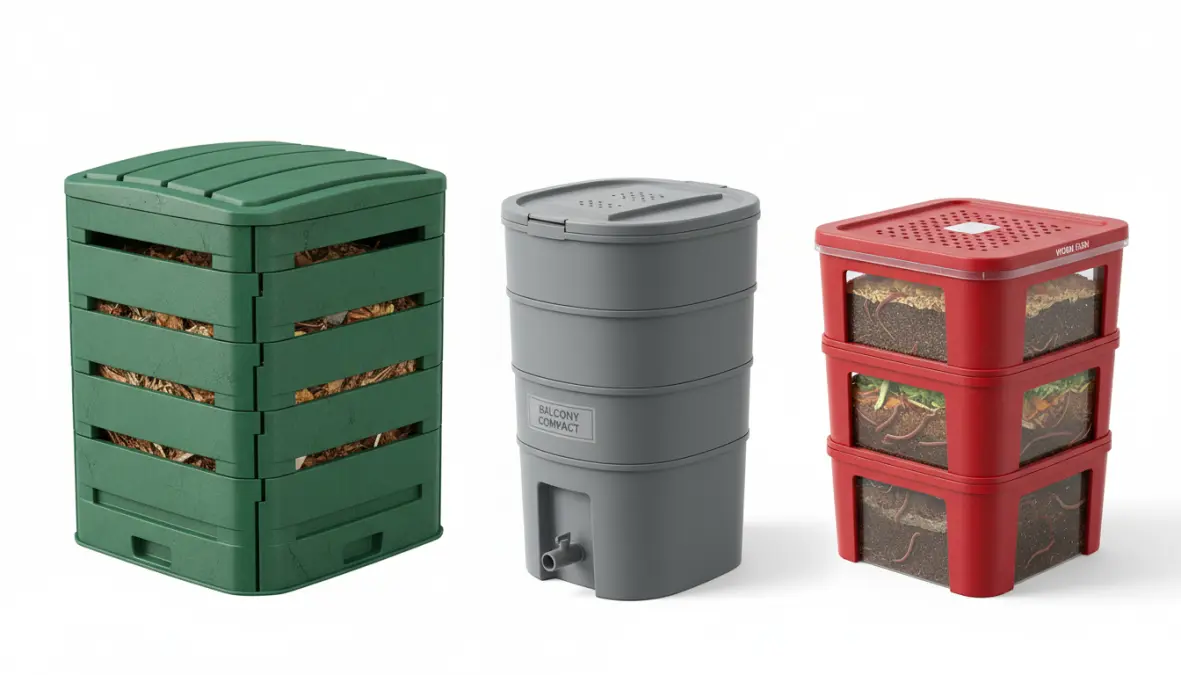 Tipologie di compostiera: bidone compostaggio da giardino, compostiera da balcone e lombricompostiera