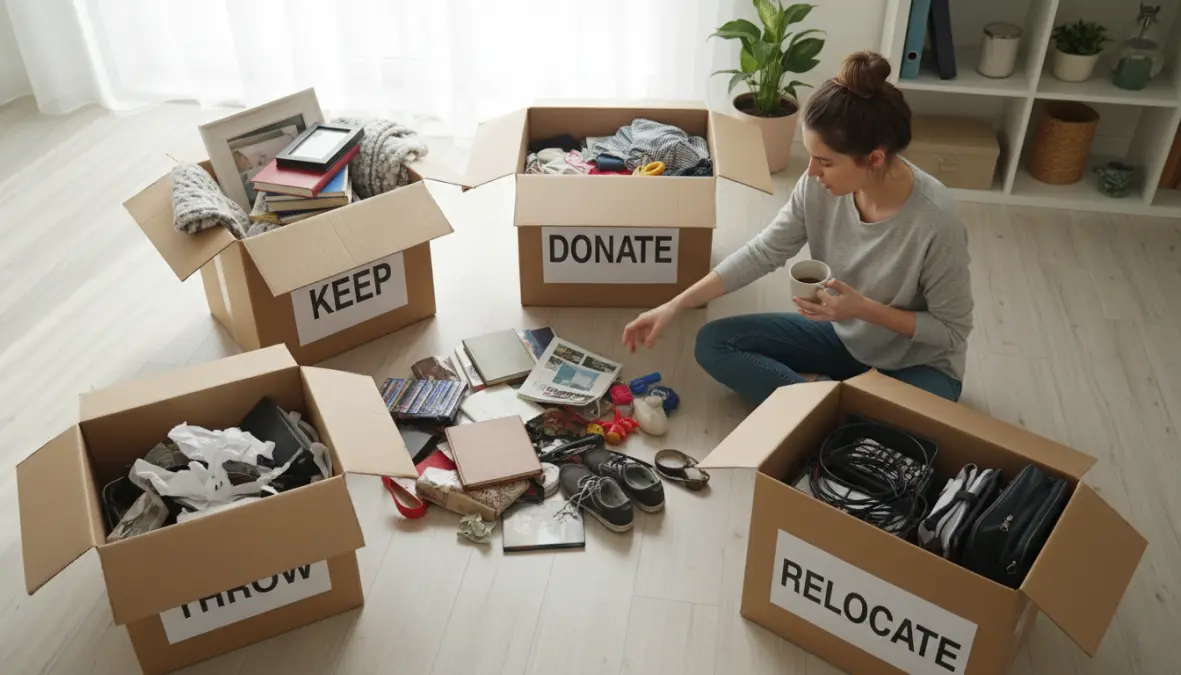 Metodo delle quattro scatole per riordino spazi e eliminare oggetti inutili