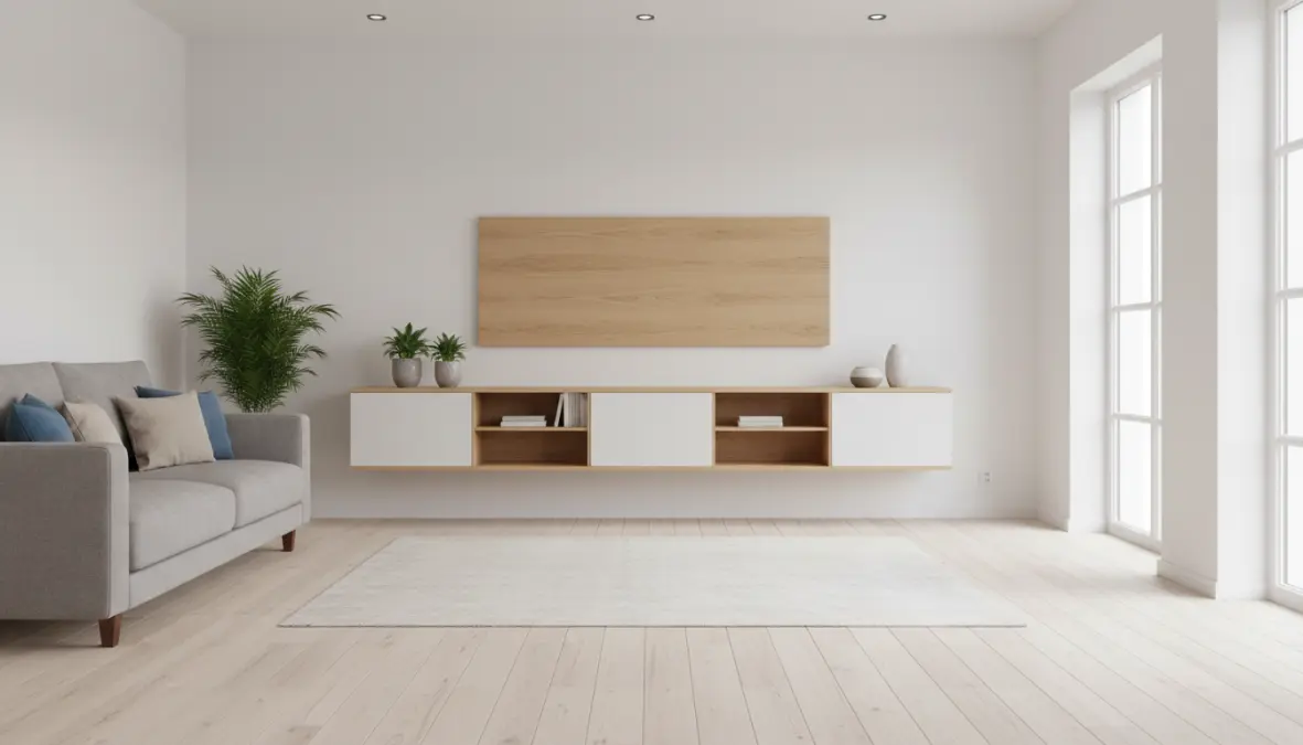 Parete attrezzata sospesa design moderno per soggiorno piccolo salvaspazio