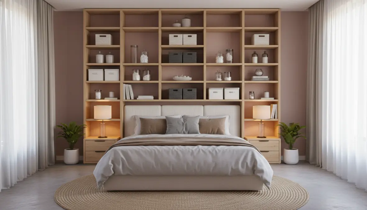 Mensole organizzazione camera da letto con contenitori e soluzioni salvaspazio