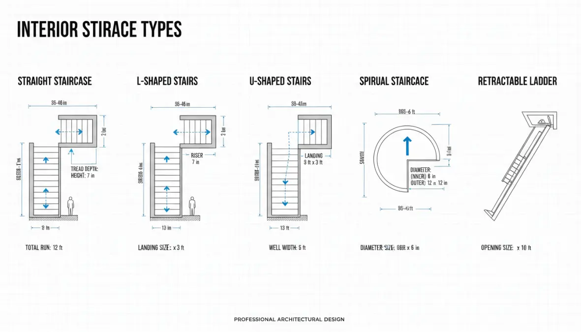 Tipologie di scale per interni: confronto tra scala dritta, a chiocciola e retrattile