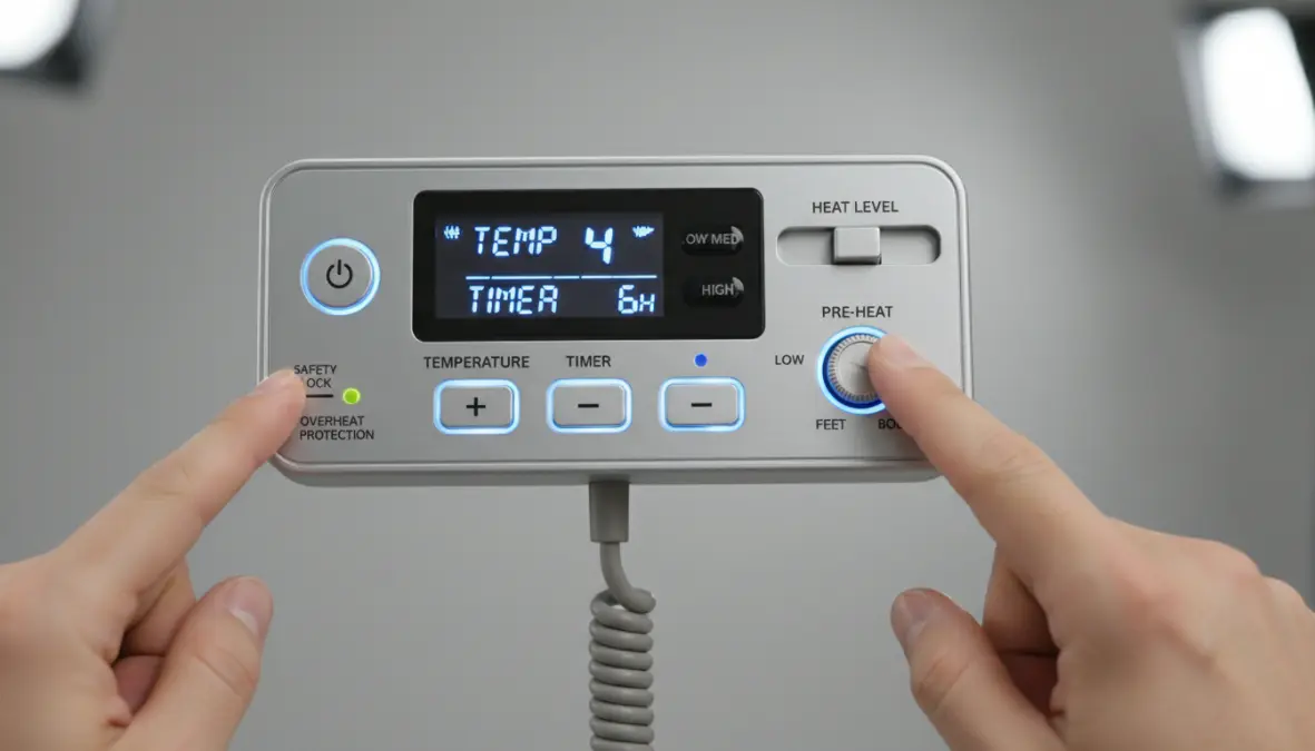 Termostato regolabile di scaldasonno con timer e comandi di sicurezza