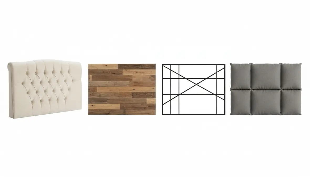 Diverse tipologie di testiere letto: imbottita, in legno, moderna e con cuscini