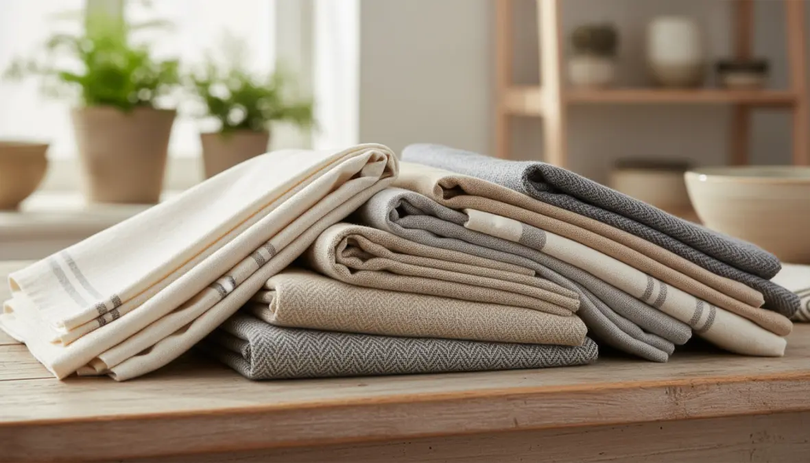 Tovaglie in lino e cotone di diversi colori e tessuti per apparecchiare la tavola