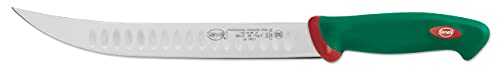 Sanelli Premana Professional Coltello Scimitarra Olivato, Acciaio inox, Verde/Rosso, lunghezza lama 26 cm.