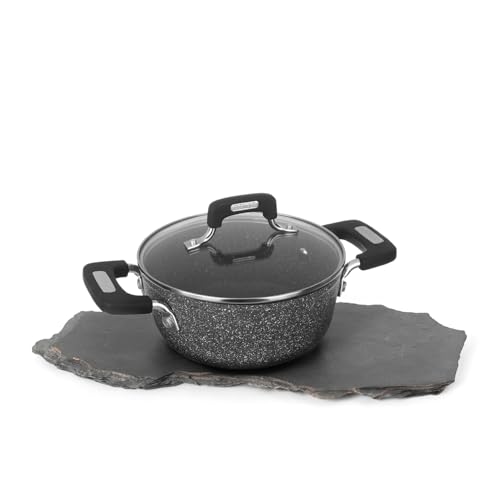 KASANOVA Pentola antiaderente 20 cm con coperchio, per induzione e tutti i piani cottura New Petra Dark