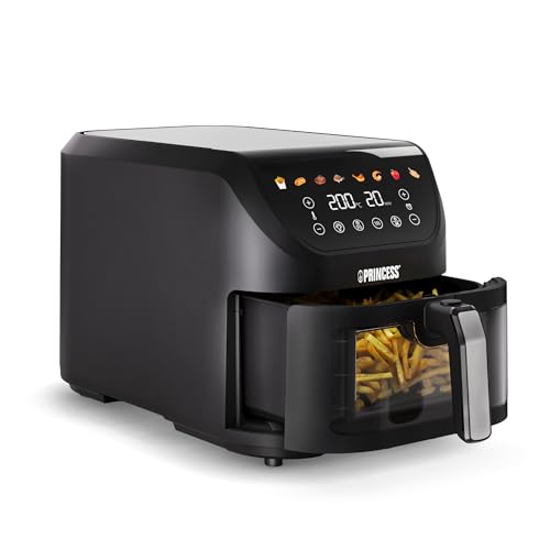 Princess SlimFry Airfryer, 8L Capacit&agrave;, 2000W, 8 Programmi, Display Touchscreen Digitale, Temperatura Regolabile, Finestra di Controllo, Spegnimento Automatico, Cestello Lavabile, 182257