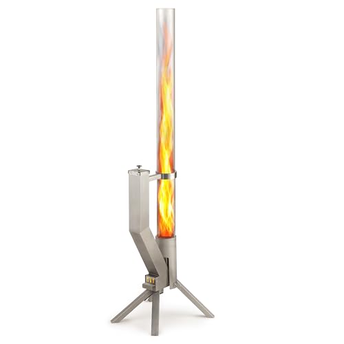 GARDENFLARE Colonna di Fuoco in Acciaio Inox e Torcia a Pellet per un'Atmosfera Incantevole &ndash; Elegante Alternativa ai Riscaldatori da Terrazza e ai Camini da Giardino per la Tua Terrazza (Argento)