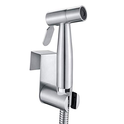 Doccetta bidet a mano, in acciaio inox di alta qualit&agrave;, Set completo doccia bidet per WC, ottima per lavare i pannolini in tessuto,Argento(3 pezzi) (Stile 1)