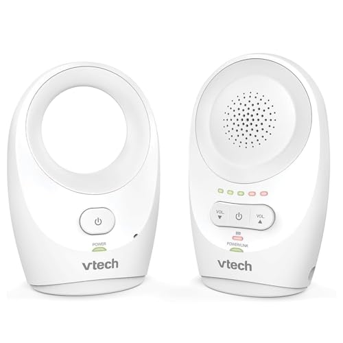 VTech BM1120 Monitor Audio per Bambini, trasmissione sonora chiara e sicura, lunga portata, display LED a 5 livelli per il volume, clip da cintura, batterie ricaricabili