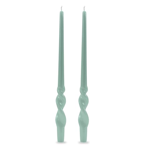 Cereria Di Giorgio - 4 Candele artigianali con spirale Voluta - Diametro 2.2 cm Altezza 30 cm - Colore Grigio verde - Durata 10 ore