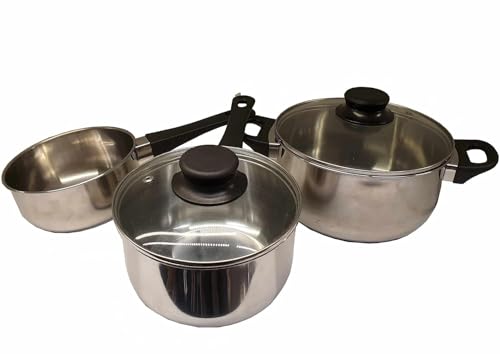 Ikea Set di 5 pentole "Annons" con coperchio in vetro, a induzione, in acciaio inox