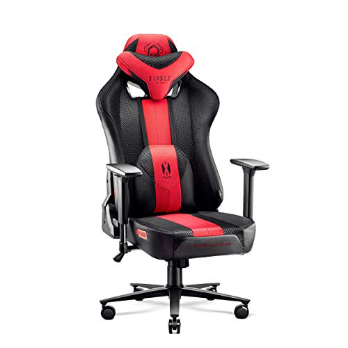 DIABLO Sedia da Gaming in Tessuto X-Player 2.0 - Gaming Chair Ergonomica Braccioli 3D - Cuscino Cervicale/Lombare Funzione Dondolo - Sedia per PC, Poltrona Gaming, Sedia Ufficio 150 kg - Normal (L)