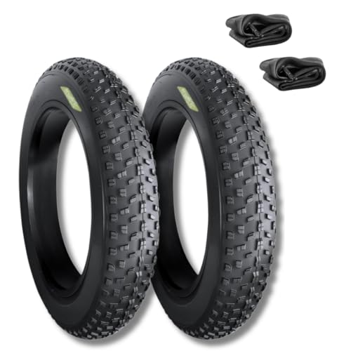 ECOVELO 2 COPERTONI 20 X 4.0 + CAMERE D’ARIA COPPIA PNEUMATICI TASSELLATI PER FAT BIKE E-BIKE GOMME 20'' MTB CON RUOTE FAT