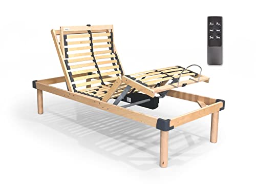 Rete Motorizzata Elettrica a Doghe in Legno Ammortizzate con Telecomando Wireless (80x190)