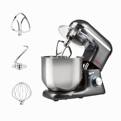 Girmi IM46 Impastatrice Planetaria, 1800 W Max, 8 Litri, 6 Velocit&agrave;, Pulse, Contenitore inox, Dispositivo di sicurezza, Accessori inclusi, Grigio Antracite