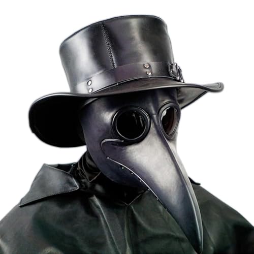 Maschera da medico della pista nera - naso lungo Uccello becco Steampunk Halloween Costume accessorio maschera, unisex bambino adulto