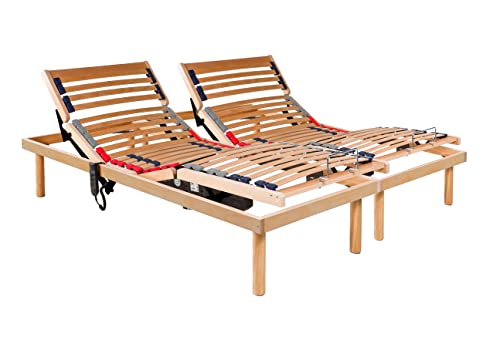 Rete elettrica motorizzata mod. Luxury Line (matrimoniale doppia singola 80x190 cm) in legno di faggio, due doppi motori OKIN. Dispositivo medico.