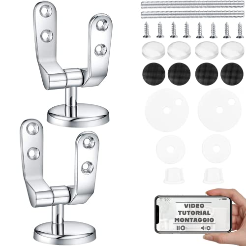 HAND - Kit Cerniere Tavoletta WC Acciaio Antiruggine Universali e Paracolpi Super-Soft