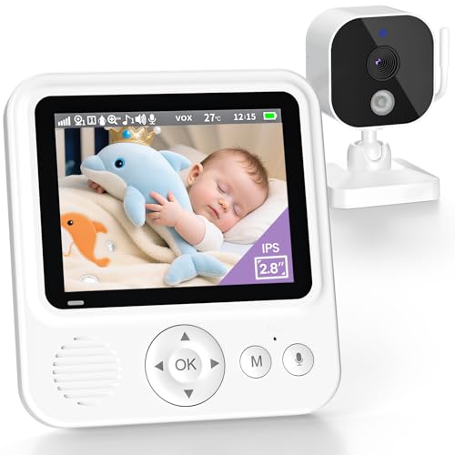 OBVHNUA Baby Monitor Video e Audio 2,8" 720P LCD IPS 2000mAh USB-C Baby Phone con Zoom Digitale VOX Visione Notturna Comunicazione Bidirezionale Sensore Ninna Nanna