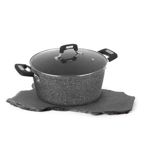 KASANOVA Pentola antiaderente 28 cm con coperchio, per induzione e tutti i piani cottura New Petra Dark