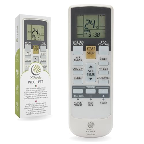 Wellclima Telecomando Universale per condizionatori Fujitsu - General, Pompa di Calore, Inverter, pronto all&rsquo;uso in pochi secondi, Compatibile con tutti i modelli, non funziona su altre marche