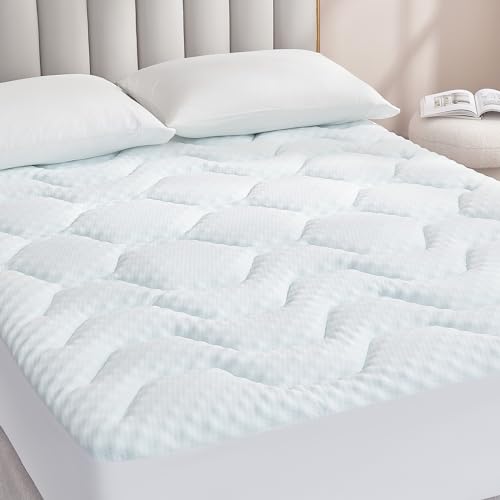 EHEYCIGA Topper Matrimoniale 160x190, Memory Foam Coprimaterasso Respirabile con Tasca Extra Profonda, Bianco