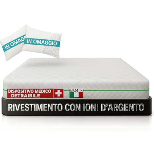Francegaglia - Materasso Matrimoniale Memory Foam 160x200 7 Zone Differenziate (Dispositivo Medico Certificato) Materassi Matrimoniali Made in Italy, Altezza Garantita 25 Centimetri con Tessuto Silver