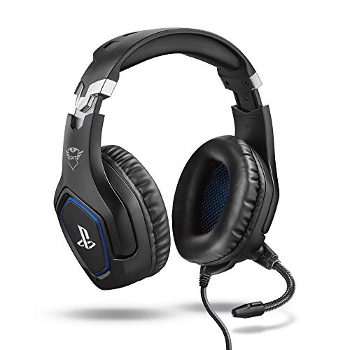 GXTrust 488 Forze Cuffie PS4 e PS5 con Licenza Ufficiale PlayStation, Over-Ear, Microfono Ripiegabile e Archetto Regolabile, Jack Audio 3.5 mm, Cuffie Gaming Cablate - Nero