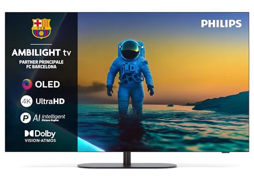 Philips Ambilight 55OLED820 4K OLED Smart TV - Display 55&rsquo;&rsquo; con processore P5 AI Perfect Picture Ultra HD, Google TV, Dolby Vision e Atmos Sound - Funziona con Alexa e Google