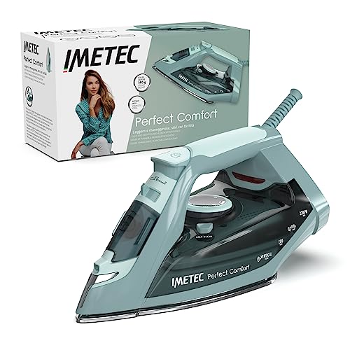 Imetec Perfect Comfort - Ferro da stiro a vapore &ndash; Leggero &ndash; Maneggevole - Protezione anticalcare - Colpo vapore 140 g - Piastra acciaio inox - 2200 W - Impugnatura ergonomica - Risparmio energetico